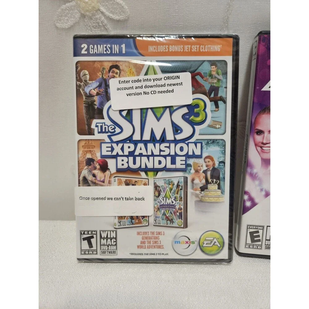 Sims 3 Expansion bundle( New) Sealed & Project runway PC Video Game (Open)